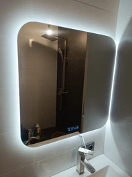 Зеркало с LED подсветкой для ванной комнаты настенное смарт зеркало с подогревом и дисплеем 70х70 см BRS фото от покупателей 18