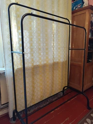 Подвійна стійка вішалка для одягу та взуття Loft Rack TW-602 сталева підлогова з полицею на колесах Black фото від покупців 2