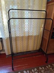 Подвійна стійка вішалка для одягу та взуття Loft Rack TW-602 сталева підлогова з полицею на колесах Black фото від покупців 4