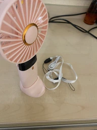 Вентилятор мини ручной беспроводной ручной аккумуляторный Model 2 настольный с подставкой для телефона 5 режимов розовый
