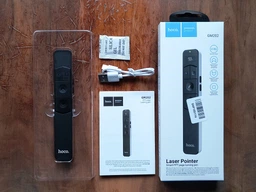 Бездротова лазерна указка Hoco GM202 (USB 2.4 GHz, 100 м, Li-ion акумулятор 180 мАг, презентер, червоний лазер, LCD дисплей) - сірий фото від покупців 3