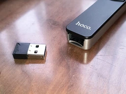 Бездротова лазерна указка Hoco GM202 (USB 2.4 GHz, 100 м, Li-ion акумулятор 180 мАг, презентер, червоний лазер, LCD дисплей) - сірий