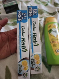 Упаковка зубной пасты Dabur Herb'l Отбеливающая Соль и Лимон 150 г х 2 шт (6291069707175) фото от покупателей 1