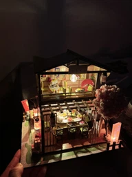 Румбокс HONGDA M2011 Sakura Sushi House, DIY миниатюрный домик японского ресторана с LED-подсветкой и музыкальным модулем