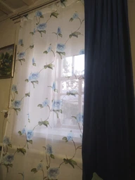 Тюль лён-муар с цветочным рисунком Adagio Windows Decor L012 Голубая