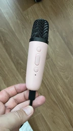 Портативна Bluetooth колонка бездротова з караоке ДВА мікрофони з різнокольоровим підсвічуванням, Рожева фото від покупців 6