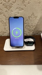 Беспроводная зарядная док станция LEXEGO MagSafe для Apple iPhone Apple Watch AirPods докстанция 3в1 для айфона смарт часов наушников зарядное устройство в комплекте White WCSV18-W фото от покупателей 1