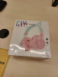 Беспроводные наушники Onvex BT612I с кошачьими ушками, RGB-подсветкой, Bluetooth 5.3, FM-радио, MicroSD, AUX, складные Blue-Pink фото от покупателей 14