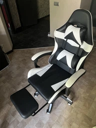 Крісло ігрове GAMING CHAIR G-001 з підставкою для ніг, колір чорний/червоний фото від покупців 13
