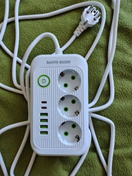 Мережевий фільтр з USB і Type-C портами SMART подовжувач електричний 5 метрів 6 розеток переноска розетка з кнопкою відключення Білий фото від покупців 1