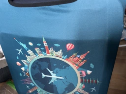 Чохол захисний "World Travel" для валізи (Розмір S) з кольоровим принтом, щільний матеріал, вирізи під ручки фото від покупців 1