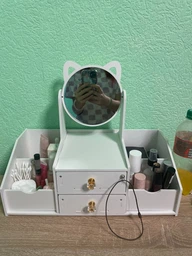 Большой DIY Органайзер для косметики и инструментов для макияжа с зеркалом на 5 секций, с выдвижными ящиками, 40х20х34,5 см, белый (COSM5477WH) фото от покупателей 5