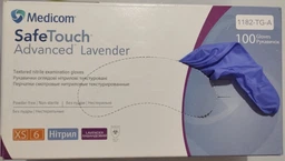 Перчатки смотровые нитриловые нестерильные, текстурированные Medicom SafeTouch Advanced Lavender неопудренные 3.4 г лавандовые 50 пар № S (1182-TG_B)
