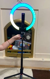 Комплект блогера бездротовий RZTK Aura Light Pro (кільцева RGB LED лампа 26 см 12 В / акумулятор 1200 мАгод / штатив 2.3 м Alum / пульт / USB Type-C)