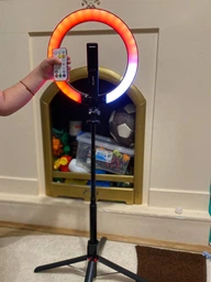 Комплект блогера бездротовий RZTK Aura Light Pro (кільцева RGB LED лампа 26 см 12 В / акумулятор 1200 мАгод / штатив 2.3 м Alum / пульт / USB Type-C) фото від покупців 1