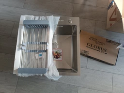 Мойка из нержавеющей стали AQUAMILL 5050 + смеситель гибкий + дозатор + решетка фото от покупателей 3