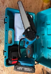 Акумуляторна ланцюгова міні пила 8 дюймів 48V 2 акумулятори Chain Saw електропила гілкоріз для обрізання дерев і розпилу дров в кейсі
