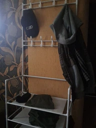 Полиця для одягу та взуття з полицями та гачками 60×29.5×154 см New Simple, підлогова вішалка-стійка для зберігання речей, органайзер з металевим каркасом для дому, коридору, гардеробної Чорний, RD-7 фото від покупців 4