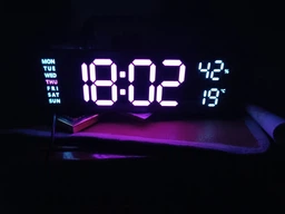 Часы Deepfox DS-5503 LED цифровые электронные настольные Будильник Дата Температура Влажность 22.8х7.5см фиолетовый/чёрный фото от покупателей 3