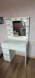Туалетный столик с зеркалом и подсветкой, 4 ящика, встроенная розетка,лампи 160*90*50см, черный, beauty MirrorRika фото от покупателей 14