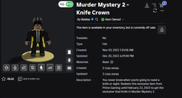 Roblox: Knife Crown - Murder Mystery 2