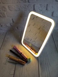 Дзеркало для макіяжу акумуляторне безпровідне 3 режими Smart LED Makeup Mirror косметичне настільне з LED підсвіткою у ванну кімнату біле фото від покупців 12