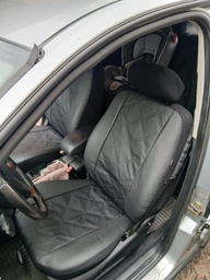 Авто чехлы из эко кожи Mitsubishi Colt (2002-2012) Pok-ter ELIT Premium с серой вставкой фото от покупателей 6