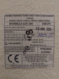 Ванна акриловая Helmken Marbella Lux 180x80 см (1F828118P4) комплект 3 в 1: правосторонняя ванна, ножки, Белая фронтальная панель