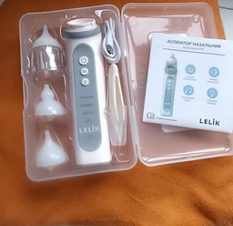 Назальний аспіратор для дітей VELORA LELIK™, електричний акумуляторний соплевідсмоктувач 65 kPa, бокс для зберігання + Подарунок Дитячий манікюрний набір LELIK 4in1, безпечний догляд за нігтями немовляти, зелений фото від покупців 3
