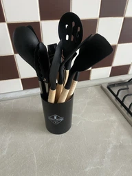 Набор кухонных принадлежностей из силикона и дерева 12 предметов Kitchen Set с подставкой фото от покупателей 3