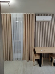 Готова штора декорін з мікровелюру 150x220 cm 1 шт Бежевий на тасьмі