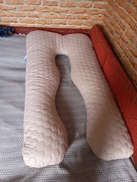 Подушка П-образная для сна и отдыха Sleepingg стеганная U-shape с наволочкой на молнии антиаллергенная для беременных для тела для мужчин 140х75х20 см (4820182653421)