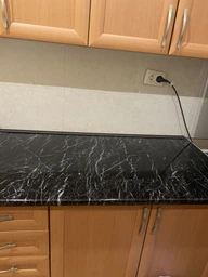 Набор самоклеящаяся ПВХ пленка 2 шт по 0,6х3м, HOME DESIGN, интерьерная, водостойкая, для мебели и кухни, цвет черный мрамор (черная)