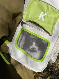 Рюкзак переноска для кота кошки маленькой собаки до 8 кг с сетчатым расширением коричневый (002302) фото от покупателей 6