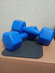 Гантели для фитнеса пластиковые цельные (неразборные) + коврик OSPORT Lite 2шт по 2 кг (OF-0215) Бирюзовый фото от покупателей 18