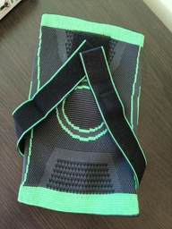 Наколенник для суставов спортивный компрессионный Knee Support KS-001, ортопедический бандаж для фиксации коленного сустава при травмах, спорте, реабилитации, эластичный фиксатор размер XXL Серый с зеленым, KS-001-XXL