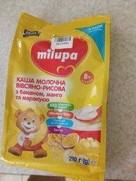 Каша молочная Milupa Овсяно-рисовая с бананом, манго и маракуйей для детей от 8 месяцев 210 г (5900852067969) фото от покупателей 1