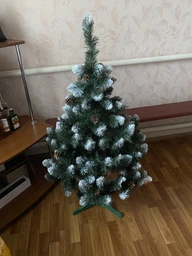 Ялинка штучна Елітна 1.8 м складана з шишками Темно-зелена з білими кінчиками (128-41-Шишка-180) фото від покупців 19