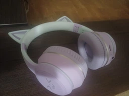 Беспроводные наушники Onvex BT612I с кошачьими ушками, RGB-подсветкой, Bluetooth 5.3, FM-радио, MicroSD, AUX, складные Blue-Pink фото от покупателей 10