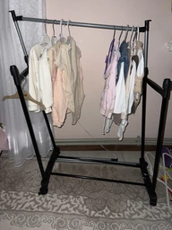 Підлогова велика вішалка-стійка Double Pole Clothersrack подвійна для одягу (30 кг) Чорний телескопічна (ICL44) фото від покупців 1