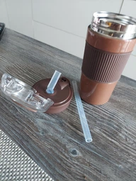 Термочашка с трубочкой и двойным открыванием YIWU Coffee & Tea 480 мл Черный (HP-14-23B) фото от покупателей 2