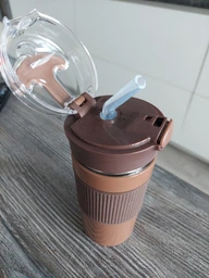 Термочашка с трубочкой и двойным открыванием YIWU Coffee & Tea 480 мл Черный (HP-14-23B)