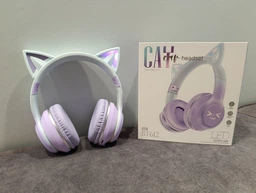 Беспроводные наушники Onvex BT612I с кошачьими ушками, RGB-подсветкой, Bluetooth 5.3, FM-радио, MicroSD, AUX, складные Blue-Pink фото от покупателей 4
