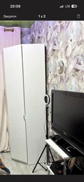 Угловой распашной шкаф для одежды Мастер Форм Тетрис 620х376х2000 Антрацит/Белый 31119