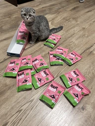 Упаковка влажного корма Half&Half для котят кусочки с индейкой в желе в форме пауча 100 г х 22 шт (2700000039977) фото от покупателей 1