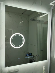 Прямоугольное зеркало с LED подсветкой 80 на 60 см, с Smart-блоком, линзой с подсветкой и подогревом, модель Simphony La Mir (Simphonyg41)