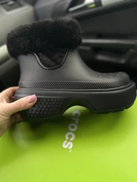 Женские зимние резиновые сапоги низкие Crocs Stomp Lined Boot 208718-2CC 37-38 (M5/W7) 23 см Светло-коричневые (1962654287246)