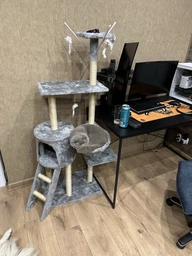 Многофункциональный игровой комплекс для кошек «Уютный уголок» когтеточка с домиком 135 см