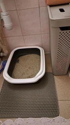 Водонепроницаемый коврик 40*50см двухслойный под кошачий лоток для сбора кошачьего наполнителя черный фото от покупателей 2