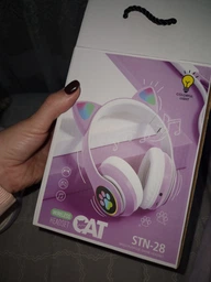 Бездротові дитячі світяться навушники котячі вушка Bluetooth 5.0 складні CAT STN-28 з вбудованим мікрофоном Mp3 MicroSD і кольоровим підсвічуванням Рожеві фото від покупців 5